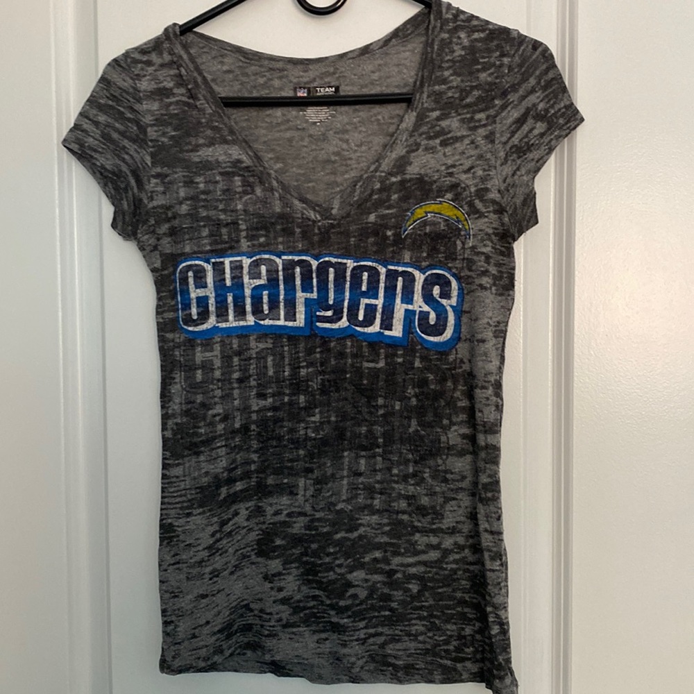 Grey burn out Chargers shirt